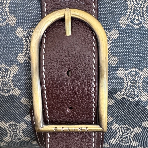 Celine Denim Blue and Chocolate Brown Buckle Bag - Picture 4 of 10